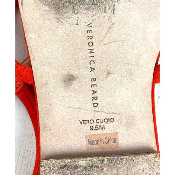 Veronica Beard Women’s 9.5 Orange Mayuri Suede Leather T-Strap Flat Sandals - Picture 10 of 12